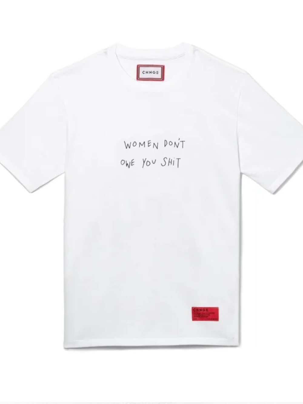 CHNGE WDOYS Unisex White Organic Cotton Crewneck Tee Consume Difference